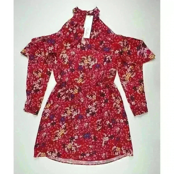NEW! Parker Women's M Cold-Shoulder Shift Dress In Red Scilla NWT $378 - Picture 1 of 3